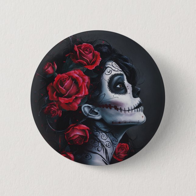 Badge Rond 5 Cm Heureuse sorcière d'Halloween (Devant)
