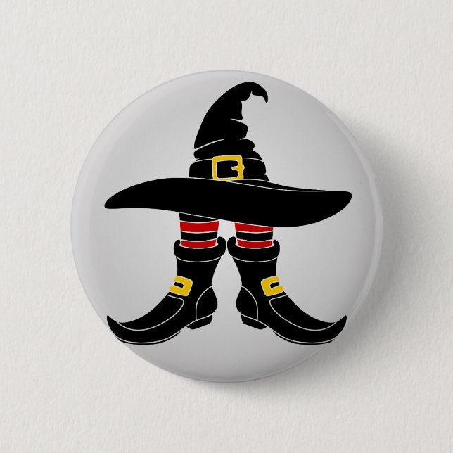 Badge Rond 5 Cm Heureuse sorcière d'Halloween (Devant)