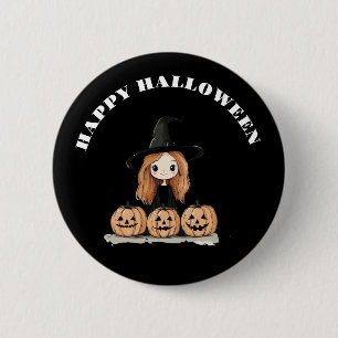 Badge Rond 5 Cm Heureuse sorcière d'Halloween