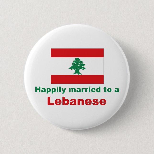 Badge Rond 5 Cm Heureusement marié à un Libanais (Devant)