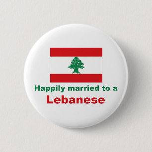 Badge Rond 5 Cm Heureusement marié à un Libanais