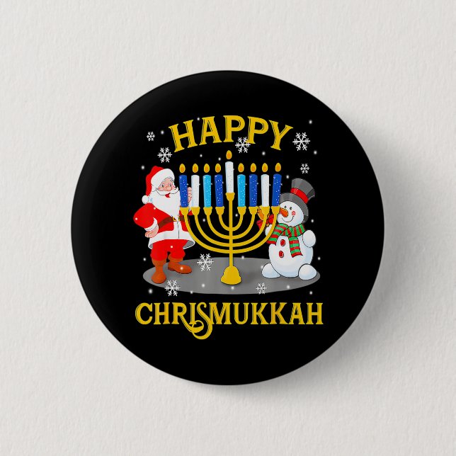 Badge Rond 5 Cm Heureux Chrismukkah Funny Hanoukka Christmas Jewis (Devant)