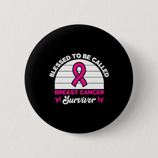 Badge Rond 5 Cm Heureux D'Être Appelé Cancer Du Sein Survivant Pin (Devant)