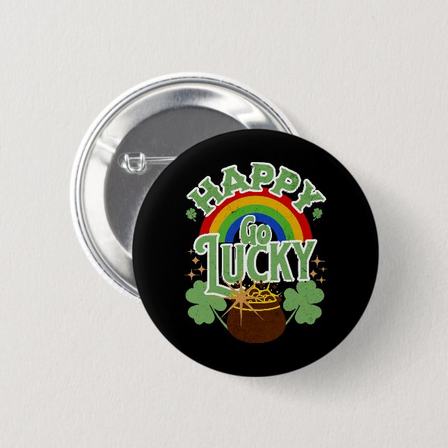 Badge Rond 5 Cm Heureux Go Lucky (Devant & derrière)