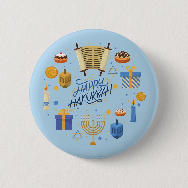 Badge Rond 5 Cm Heureux Hanoukka Cute (Devant)