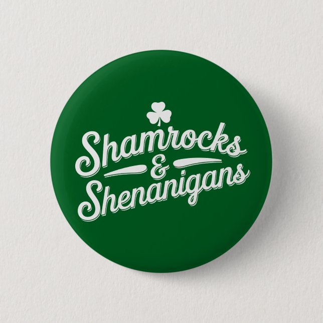 Badge Rond 5 Cm Heureux Jour de la Saint Patrick Lucky Shamrock&Sh (Devant)