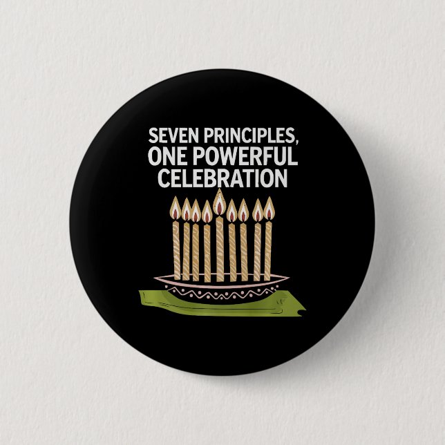 Badge Rond 5 Cm Heureux Kwanzaa bougies Afrique Fête Afrique Améri (Devant)