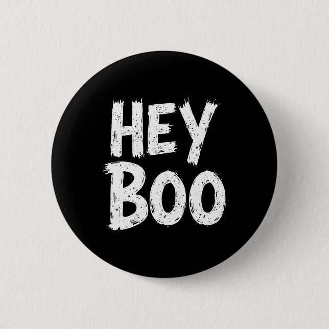 Badge Rond 5 Cm Hey Boo Funny Halloween Fantôme (Devant)