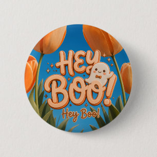 Badge Rond 5 Cm Hey Boo ! Halloween
