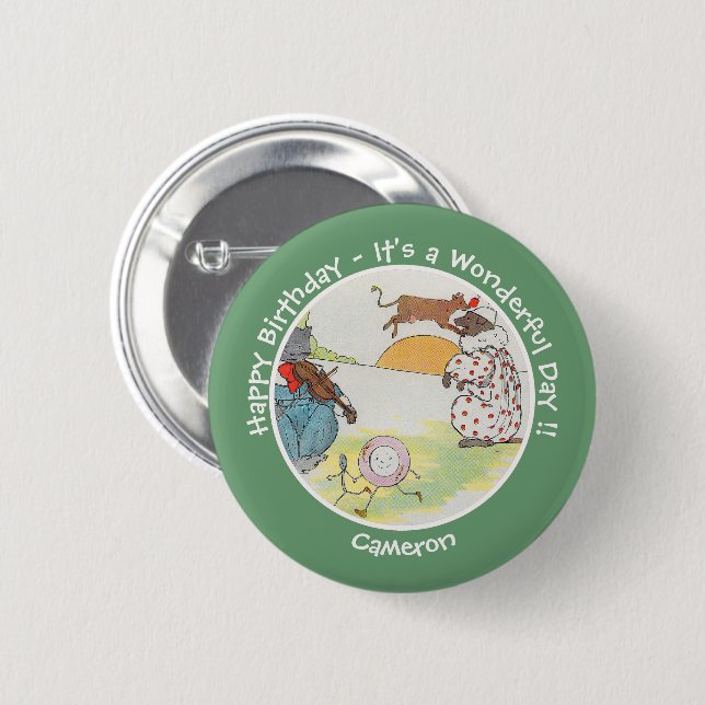 Badge Rond 5 Cm Hey Diddle Diddle Collection de fête d'anniversair (Devant & derrière)