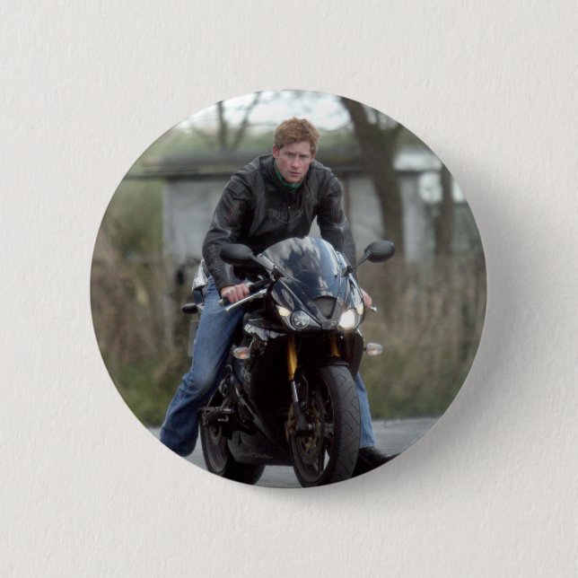 Badge Rond 5 Cm HH Prince Harry moto (Devant)