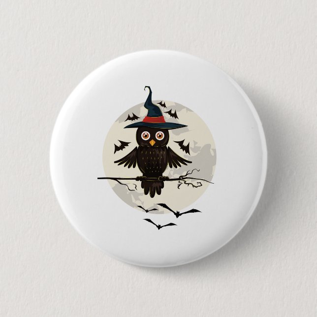 Badge Rond 5 Cm Hialloween Owl (Devant)