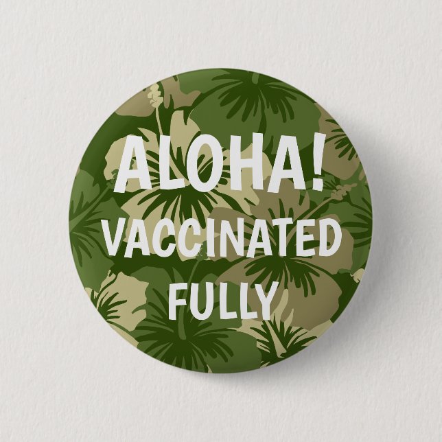 Badge Rond 5 Cm Hibiscus épopé Hawaïen Floral Aloha Vacciné (Devant)