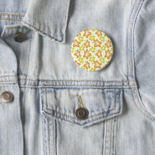 Badge Rond 5 Cm Hibiscus jaune, Hibiscus orange, Motif floral