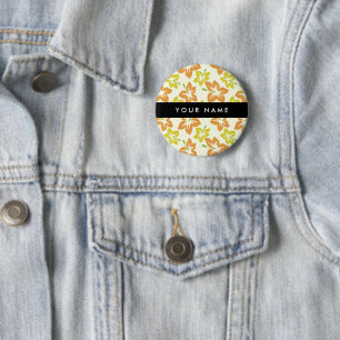 Badge Rond 5 Cm Hibiscus jaune, Hibiscus orange, Votre nom