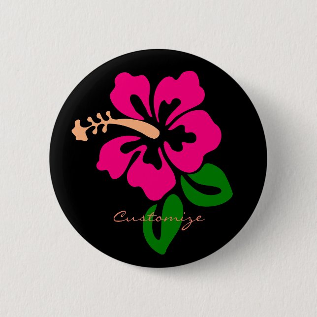 Badge Rond 5 Cm Hibiscus rose tropical Thunder_Cove (Devant)