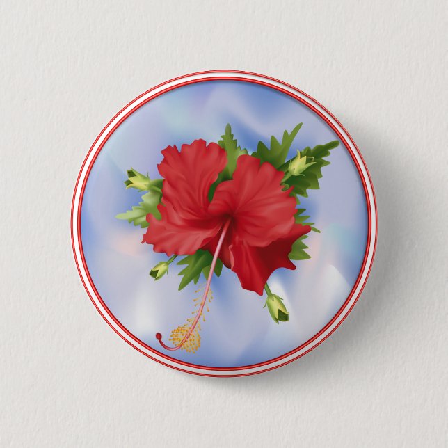 Badge Rond 5 Cm Hibiscus sur la glace (Devant)