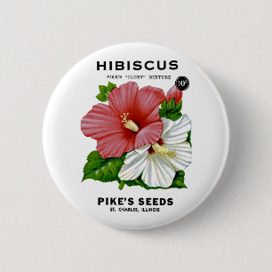 Badge Rond 5 Cm Hibiscus Vintage Seed Packet