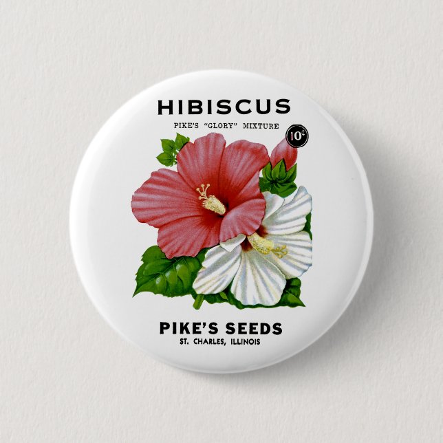 Badge Rond 5 Cm Hibiscus Vintage Seed Packet (Devant)