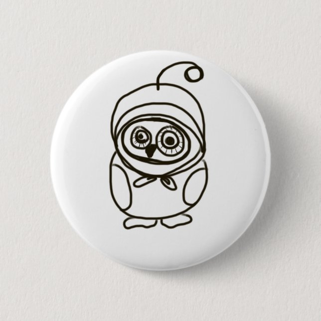 Badge Rond 5 Cm hibou aimable simple (Devant)