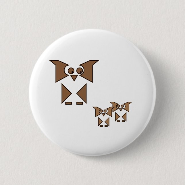 Badge Rond 5 Cm Hibou cubiste (Devant)
