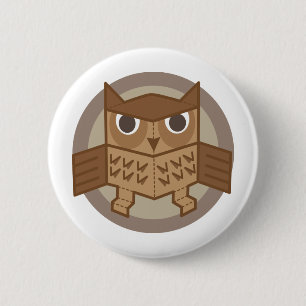 Badge Rond 5 Cm hibou de boîte