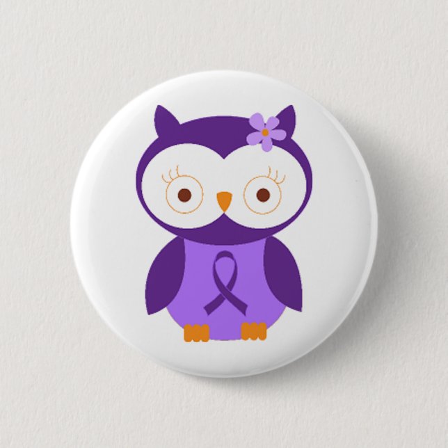 Badge Rond 5 Cm Hibou de fibromyalgie (Devant)
