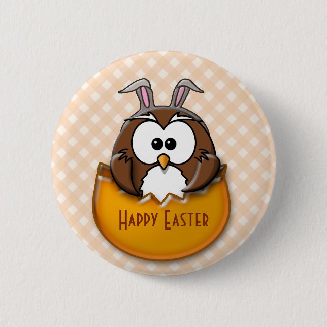 Badge Rond 5 Cm hibou de Pâques - orange (Devant)