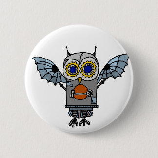 Badge Rond 5 Cm Hibou de robot