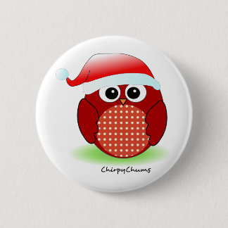 Badge Rond 5 Cm Hibou de rouge de Noël