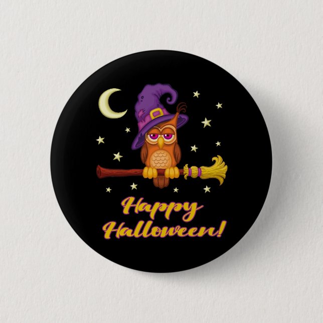 Badge Rond 5 Cm Hibou d'Halloween (Devant)