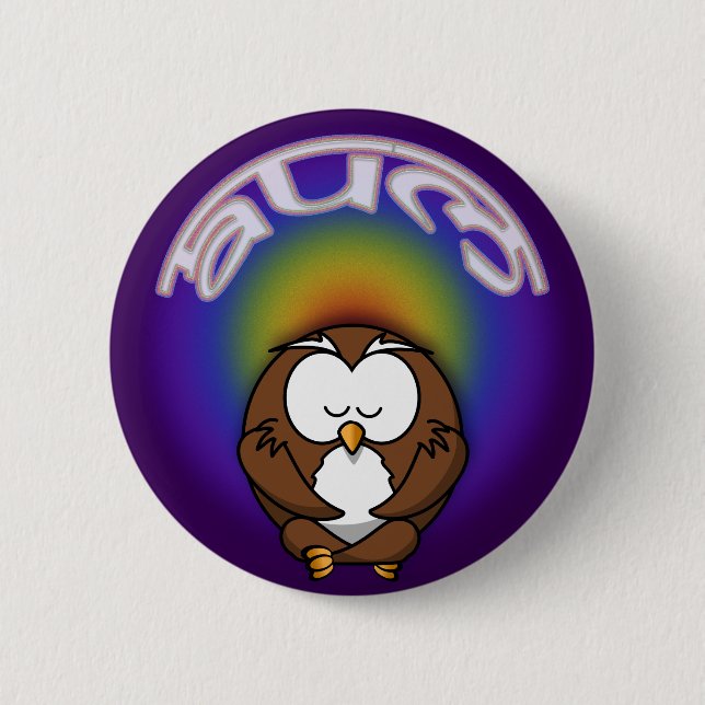 Badge Rond 5 Cm hibou du yoga (Devant)
