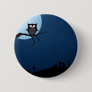 Badge Rond 5 Cm Hibou éffrayant de Halloween