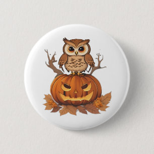 Badge Rond 5 Cm hibou Halloween