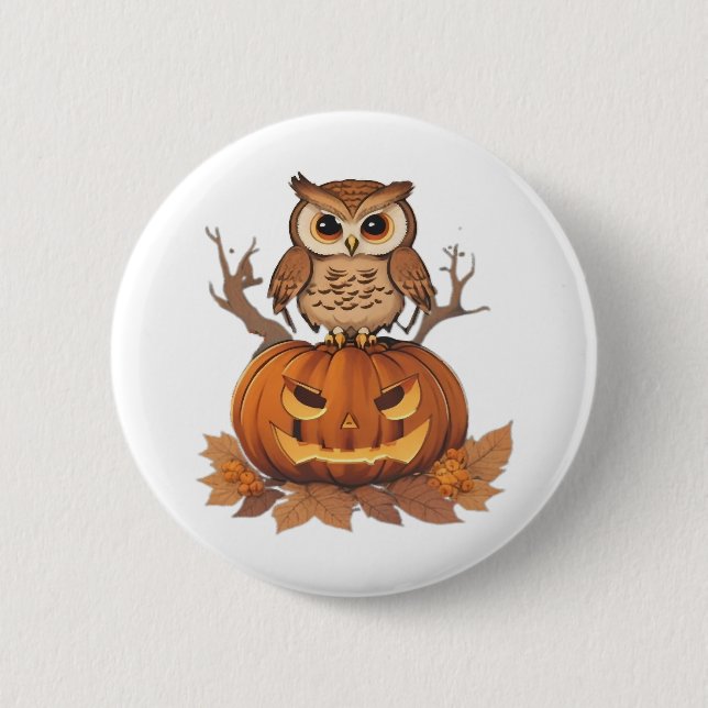 Badge Rond 5 Cm hibou Halloween (Devant)