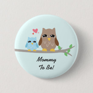 Badge Rond 5 Cm Hibou mignon de baby shower de garçon
