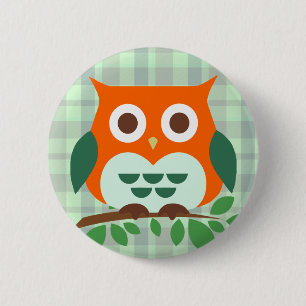 Badge Rond 5 Cm Hibou mignon sur une branche