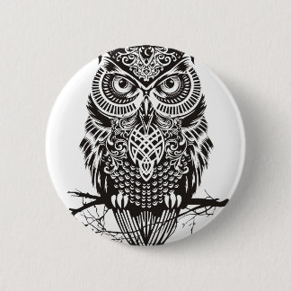 Badge Rond 5 Cm Hibou noir
