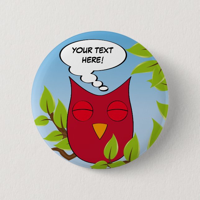 Badge Rond 5 Cm Hibou rêvant personnalisable - couleurs multiples (Devant)