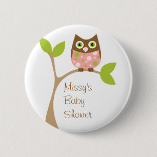 Badge Rond 5 Cm Hibou rose de bébé