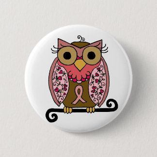 Badge Rond 5 Cm Hibou rose de ruban