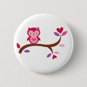Badge Rond 5 Cm Hibou sage