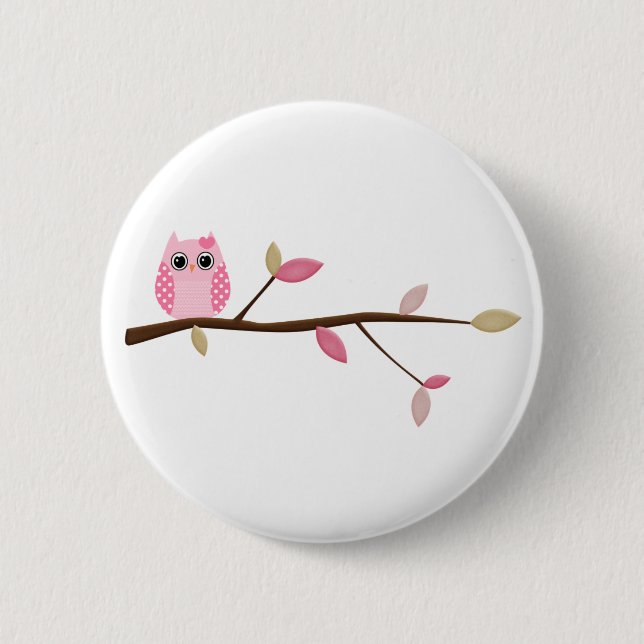 Badge Rond 5 Cm Hibou sage (Devant)