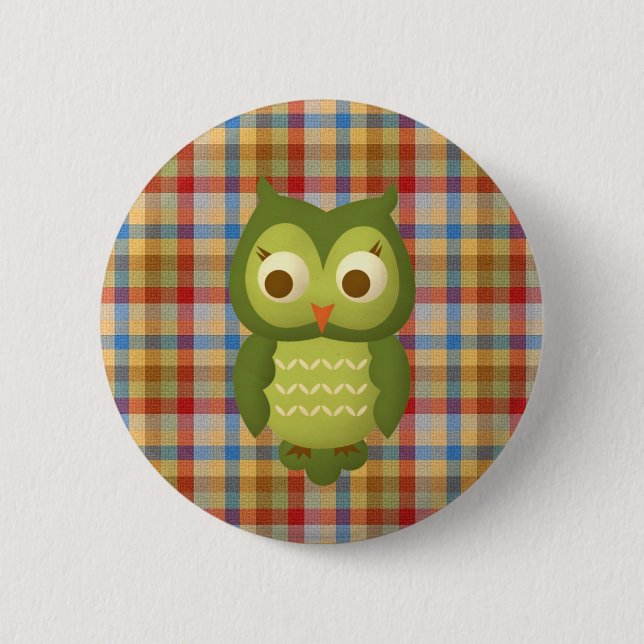 Badge Rond 5 Cm Hibou sage (Devant)
