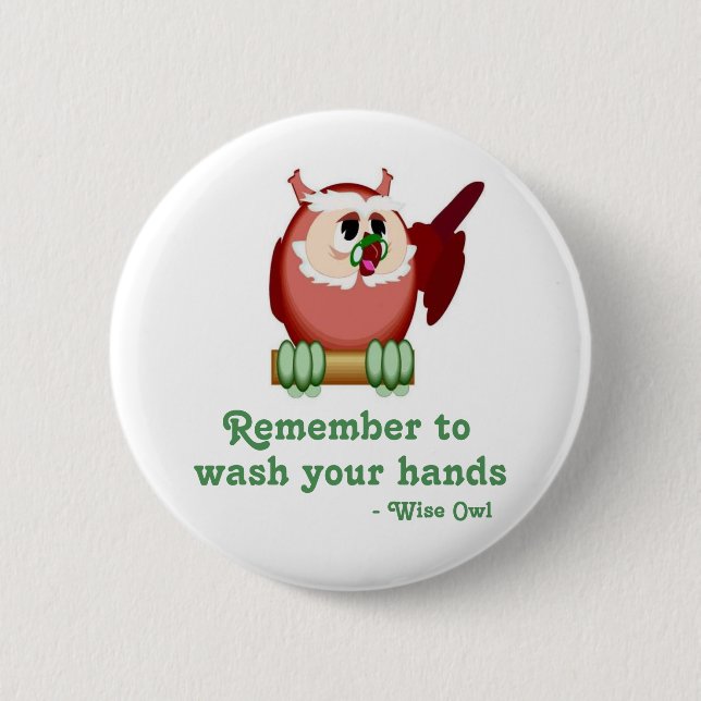 Badge Rond 5 Cm Hibou sage (Devant)