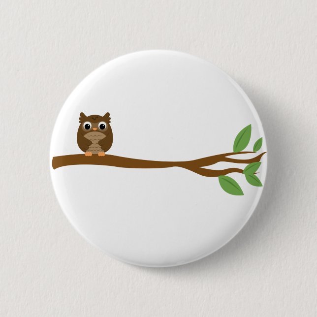 Badge Rond 5 Cm Hibou sage (Devant)