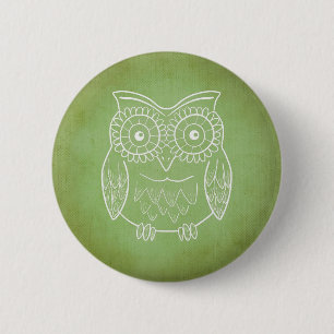 Badge Rond 5 Cm Hibou vert