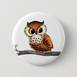 Badge Rond 5 Cm Hibou vintage