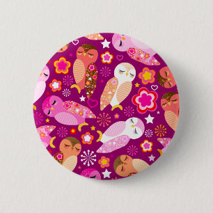Badge Rond 5 Cm Hiboux de paix et d'amour