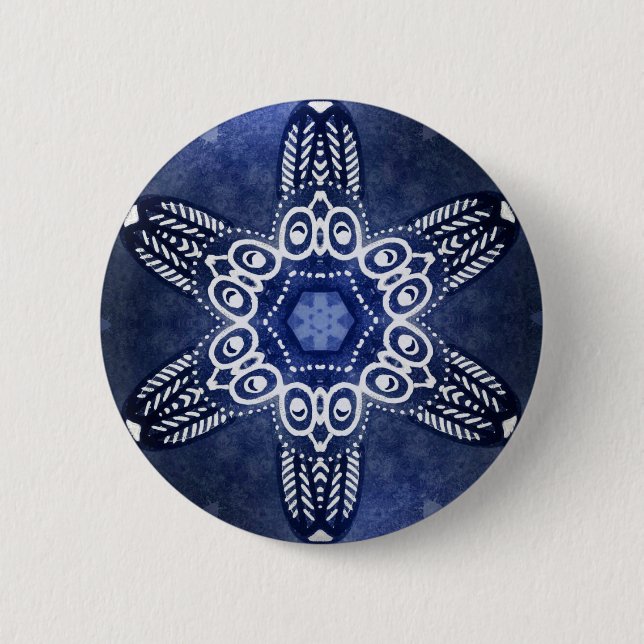 Badge Rond 5 Cm Hiboux d'indigo (Devant)